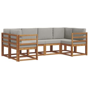 vidaXL Ensemble de canapés d'extérieur 6 Pièces Gris Naturel et Clair