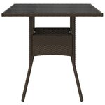 vidaXL Table de jardin avec dessus en verre marron résine tressée