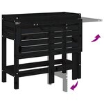 vidaXL Jardinière de jardin avec dessus pliable noir bois pin massif