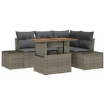 vidaXL Ensemble de canapé de jardin 5 Pièces Gris Poly rotin