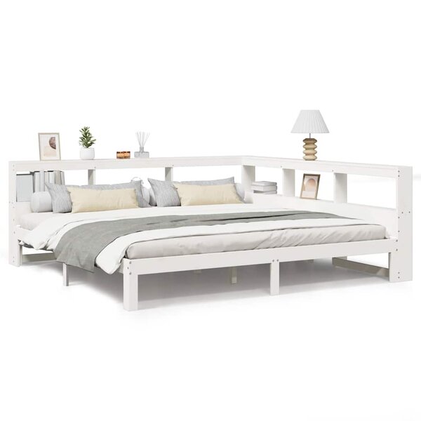 vidaXL Lit bibliothèque sans matelas blanc 180x200 cm bois pin massif