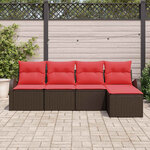 vidaXL Ensemble de canapé de jardin 5 Pièces Marron polyrotin