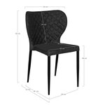 2 chaises de salle à manger en cuir synthétique noir avec pieds noirs