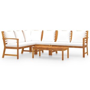 vidaXL Salon de jardin 5 Pièces avec coussin Crème Bois d'acacia solide