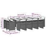 vidaXL Ensemble à manger de jardin 13 Pièces coussins noir résine tressée