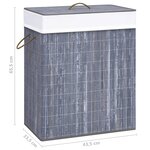 vidaXL Panier à linge avec une seule section bambou gris 83 L