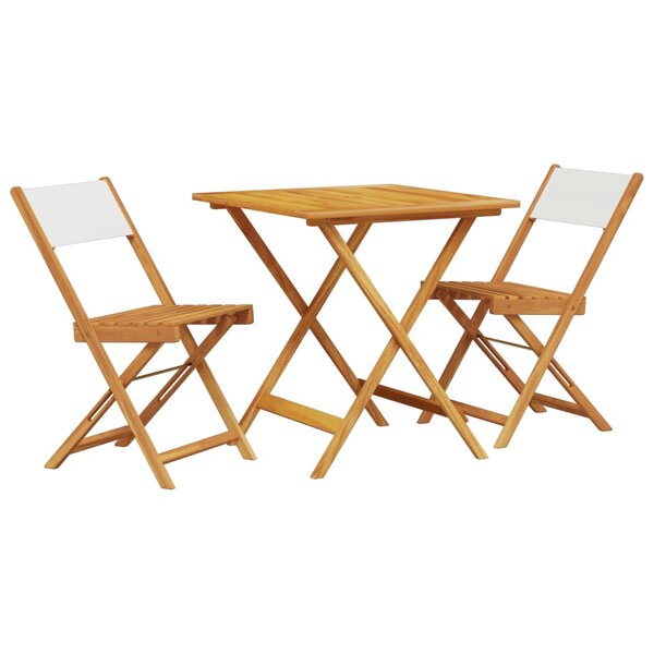 vidaXL Ensemble de bistro 3 Pièces blanc crème tissu et bois massif