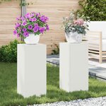vidaXL Supports de Plantes d'Extérieur set de 2 blancs  24x24x55 cm  Acier