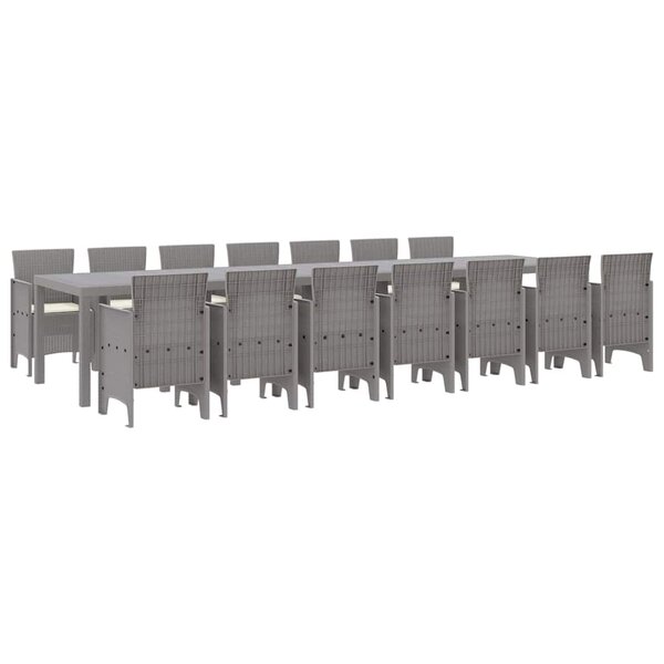 vidaXL Ensemble de salle à manger pour jardin 15 Pièces Gris clair
