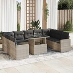 vidaXL Salon de jardin avec coussins 10 Pièces gris clair résine tressée