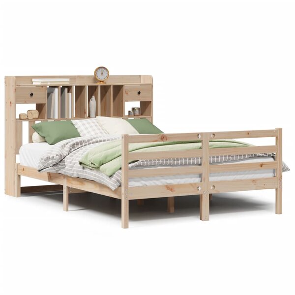 vidaXL Lit bibliothèque sans matelas 140x200 cm bois massif de pin