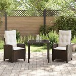 vidaXL Ensemble de salle à manger pour jardin 3 Pièces Marron polyrotin