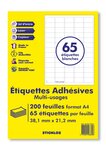 200 planches a4 - 65 étiquettes 38,1 mm x 21,2 mm autocollantes blanche par planche pour tous types imprimantes - jet d'encre/laser/photocopieuse