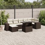 vidaXL Salon de jardin 8 Pièces avec coussins marron résine tressée