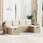 vidaXL Set de canapé de jardin 6 pièces avec coussins Beige Poly Rattan