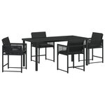 vidaXL Ensemble de salle à manger de jardin 5 pièces avec coussins en polyrotin noir