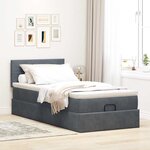 vidaXL Cadre de lit ottoman avec matelas gris foncé 90x190 cm velours