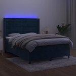 vidaXL Sommier à lattes de lit matelas et LED Bleu foncé 140x200 cm