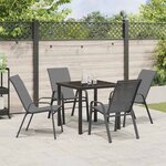 vidaXL Ensemble de salle à manger pour jardin 5 Pièces Gris et Noir