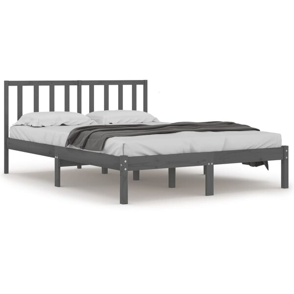 vidaXL Cadre de lit Gris Bois de pin massif 200x200 cm