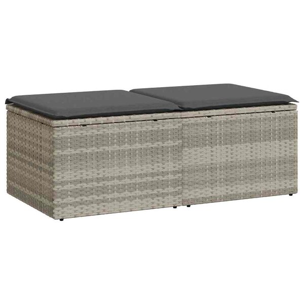 vidaXL Salon de jardin 2 Pièces avec coussins gris clair polyrotin acacia