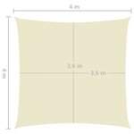 vidaXL Voile de parasol tissu oxford carré 4x4 m crème