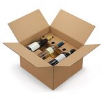 Caisse carton brune d'expédition 2 bouteilles avec calage carton à montage instantané (lot de 12)