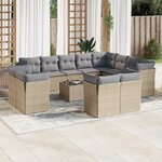 vidaXL Salon de jardin avec coussins 13 Pièces beige résine tressée