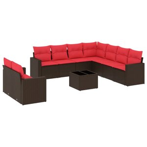 vidaXL Salon de jardin 10 Pièces avec coussins marron résine tressée