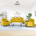 vidaXL Ensemble de canapés 3 Pièces avec coussins Jaune Velours