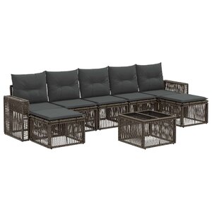 vidaXL Ensemble de canapé de jardin 8 Pièces Gris et Gris foncé polyrotin