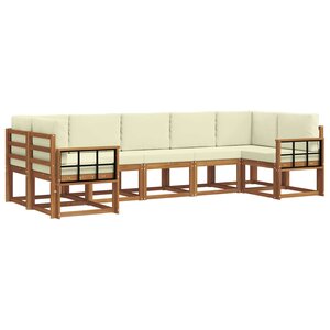 vidaXL Ensemble de canapés d'extérieur 7 Pièces Naturel et Crème
