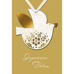 Carte de voeux joyeuses fêtes colombe et coeur - draeger paris