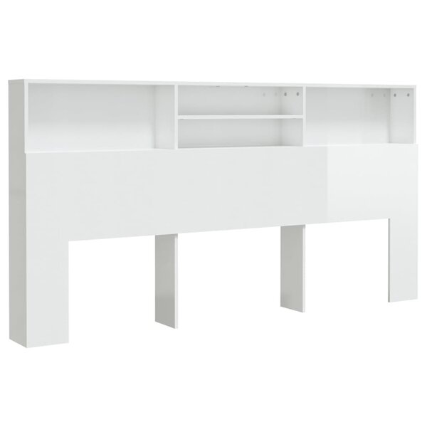 vidaXL Armoire de tête de lit Blanc brillant 200x19x103 5 cm