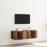 Meuble TV vidaXL avec éclairage LED Bois ancien 100x35x31 cm