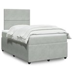 vidaXL Sommier à lattes de lit et matelas gris clair 120x190cm velours