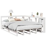 vidaXL Lit bibliothèque sans matelas blanc 160x200 cm bois pin massif