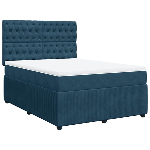 vidaXL Sommier à lattes de lit et matelas Bleu foncé 140x200cm Velours