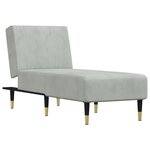 vidaXL Chaise longue gris clair velours