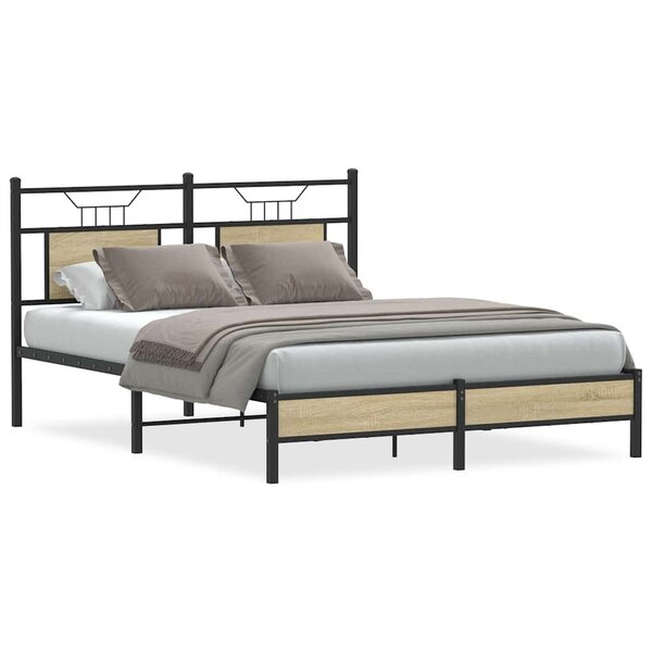 vidaXL Cadre de lit sans matelas chêne sonoma 137x190 cm