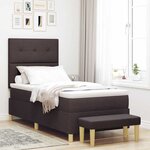vidaXL Lit à ressorts avec matelas Marron foncé 90 x 200 cm tissu