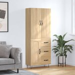 vidaXL Buffet haut Chêne sonoma 69 5x34x180 cm Bois d'ingénierie