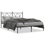 vidaXL Cadre de lit métal sans matelas avec tête de lit noir 135x190cm