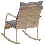 vidaXL Chaise à bascule de jardin avec coussins beige résine tressée
