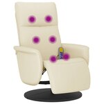 vidaXL Fauteuil inclinable de massage et repose-pieds crème similicuir