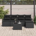 vidaXL Ensemble de Canapés avec coussin 6 Pièces Noir polyrotin