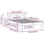 vidaXL Cadre de lit Marron 160 x 200 cm Bois de pin massif