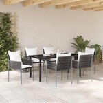 vidaXL Ensemble de salle à manger pour jardin 7 Pièces Marron Poly rotin