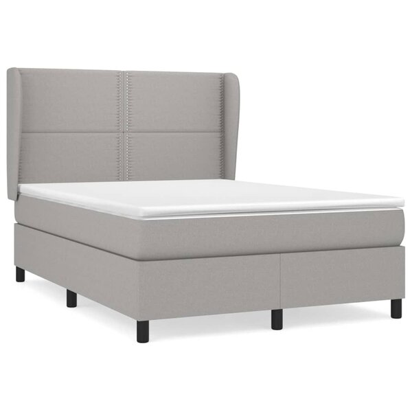 vidaXL Sommier à lattes de lit avec matelas Gris clair 140x190cm Tissu