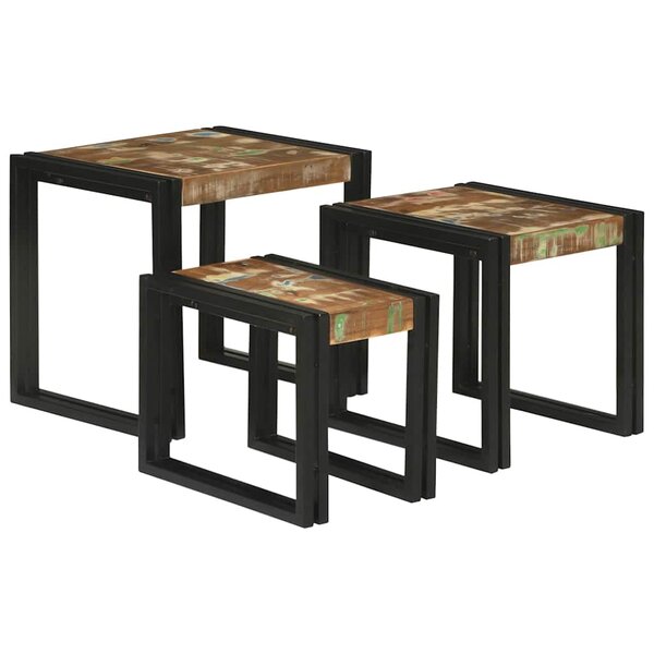 vidaXL Tables gigognes 3 Pièces Bois massif de récupération